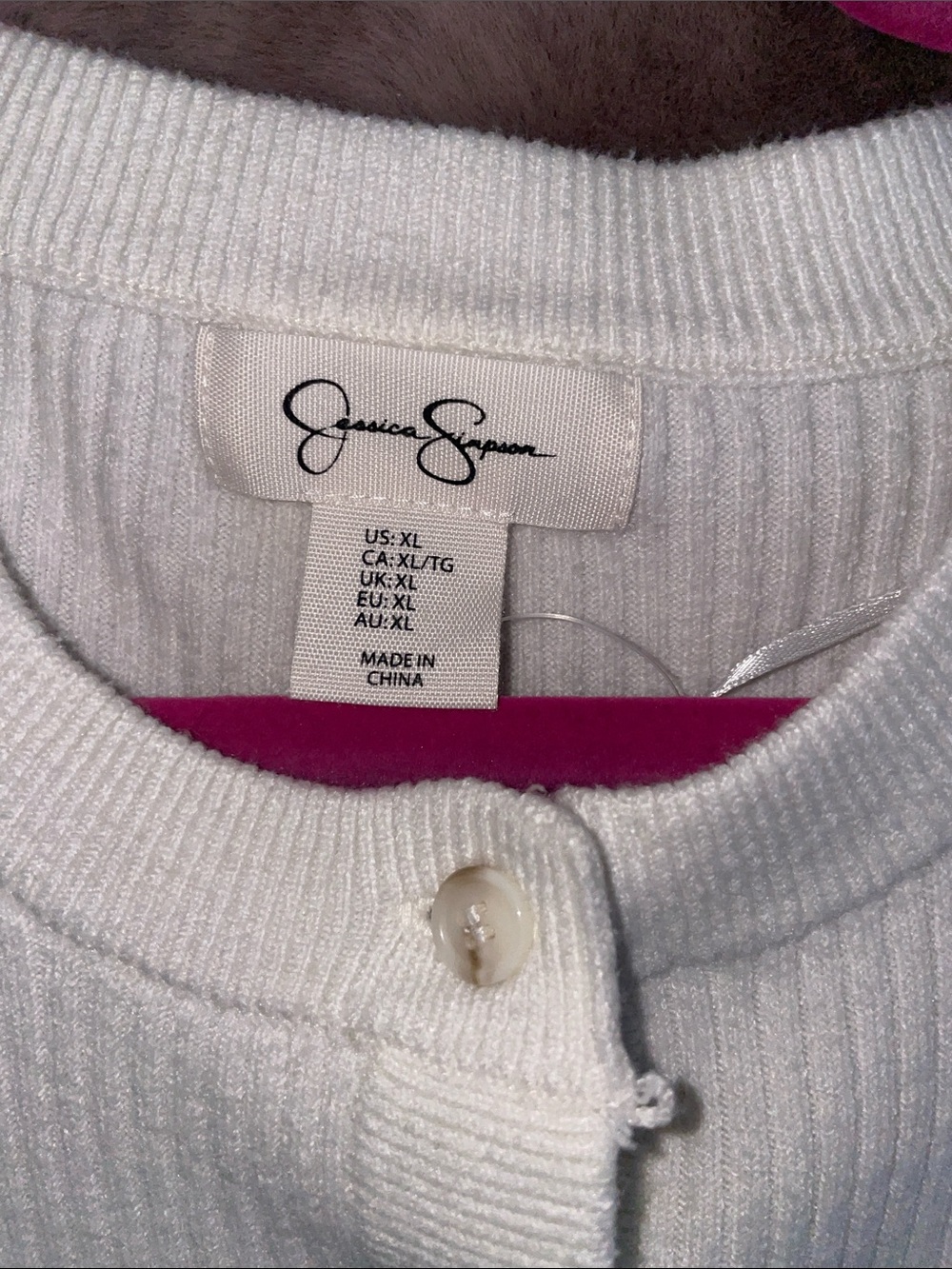 Jessica Simpson White Ribbed Button-Front Cardigan - Picture 2 of 4